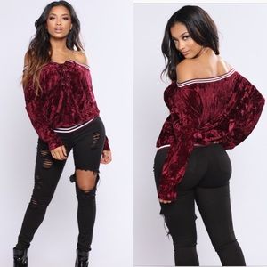 Fashion Nova Babmaes Top Burgundy XS